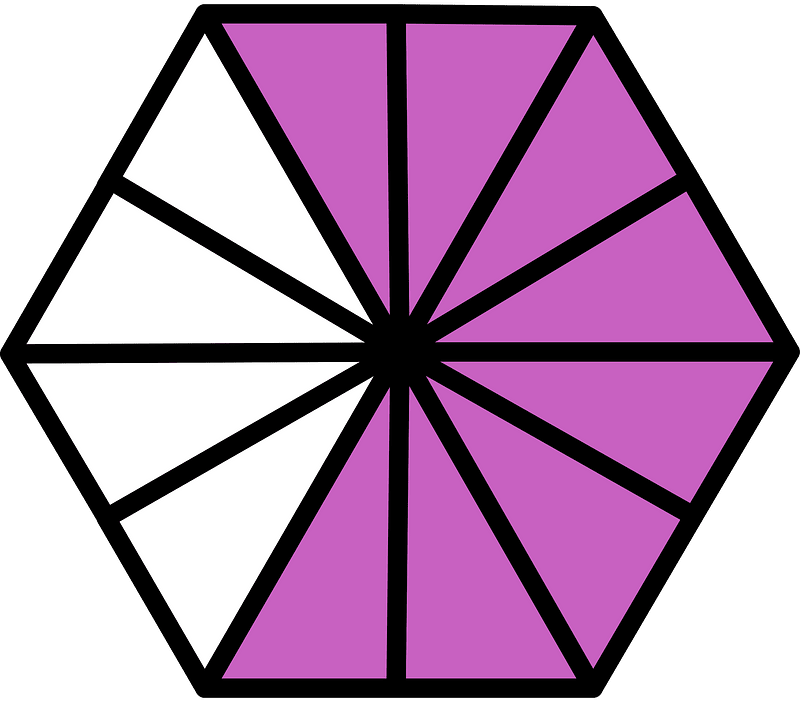 Magenta Hexagon Fraction 8:12