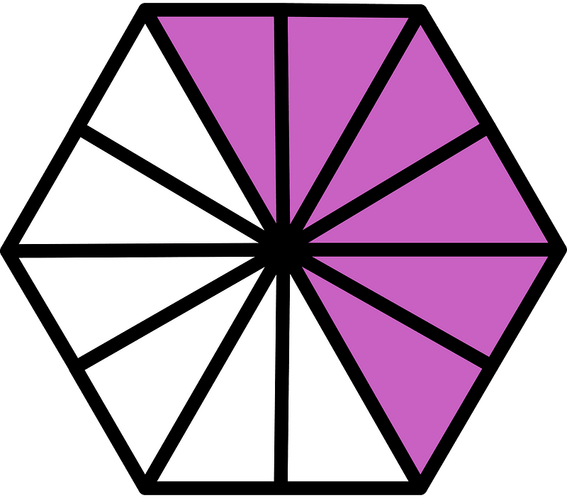 Magenta Hexagon Fraction 6:12
