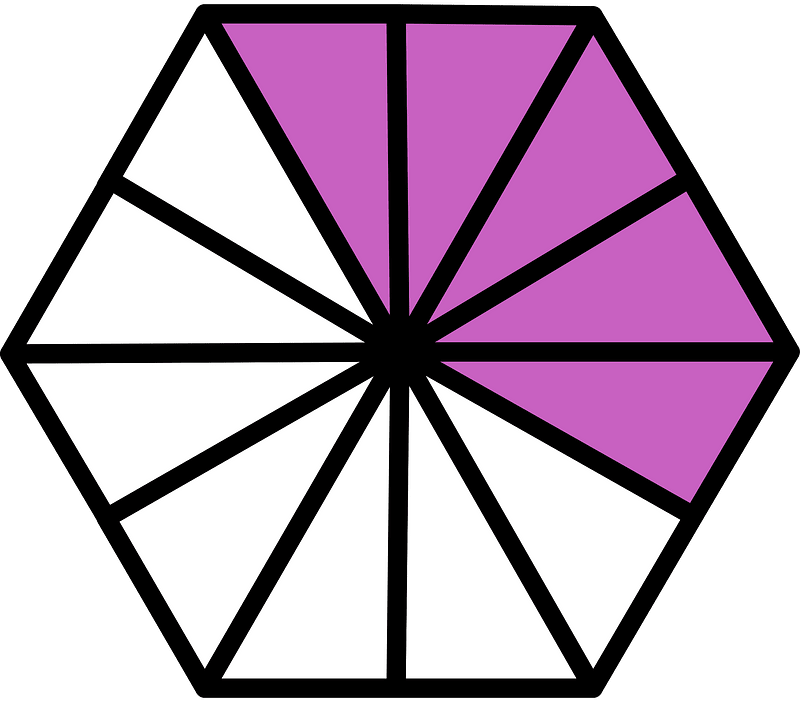 Magenta Hexagon Fraction 5:12