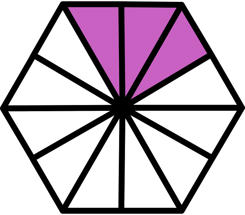 Magenta Hexagon Fraction 3:12