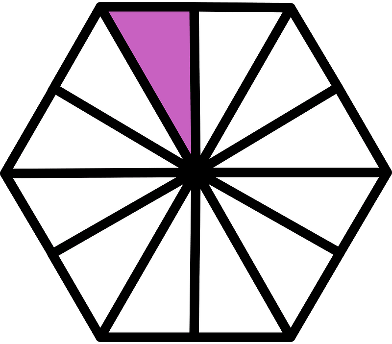 Magenta Hexagon Fraction 1:12
