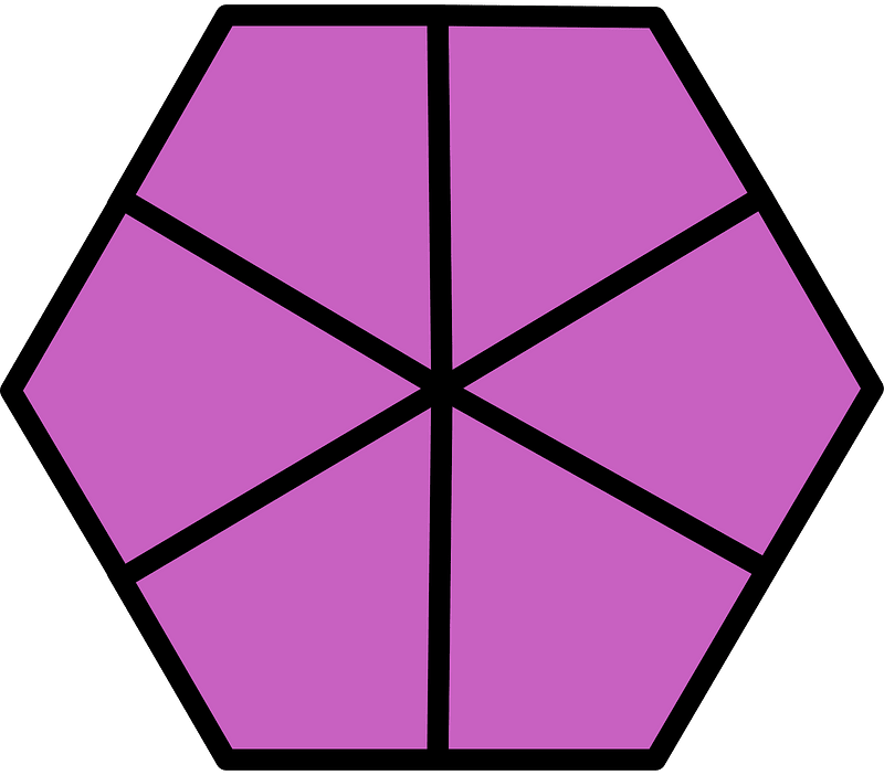 Magenta Hexagon Fraction 6:6