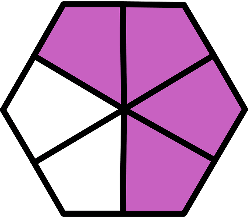 Magenta Hexagon Fraction 4:6