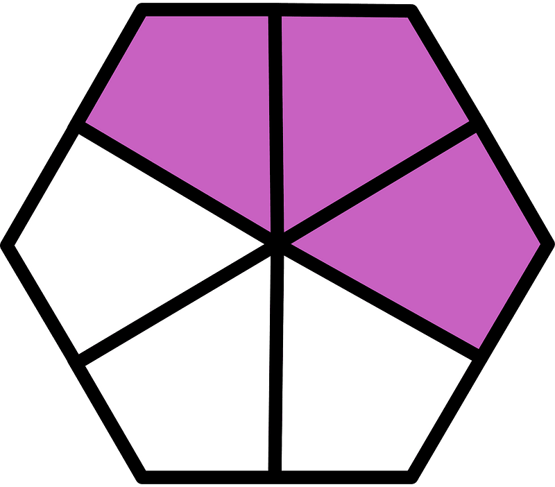 Magenta Hexagon Fraction 3:6