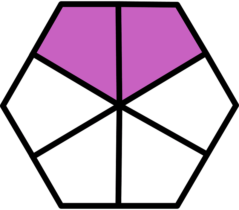Magenta Hexagon Fraction 2:6