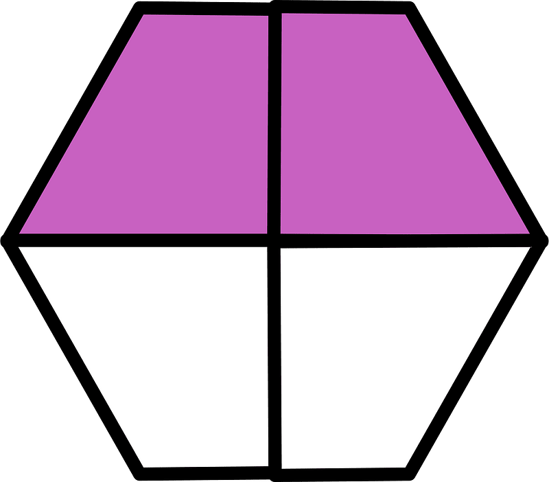 Magenta Hexagon Fraction 2:4