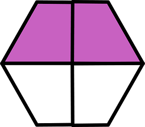 Magenta Hexagon Fraction 2:4