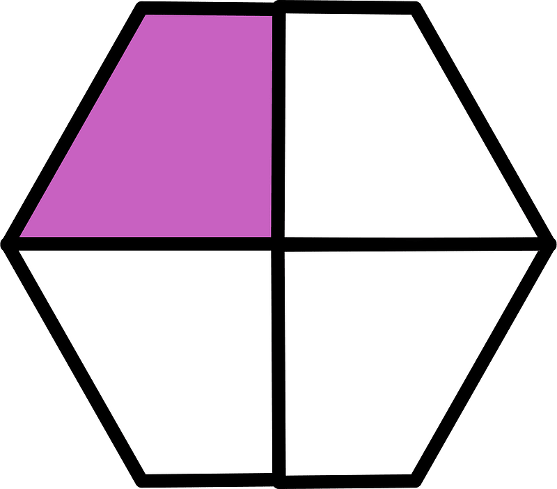 Magenta Hexagon Fraction 1:4