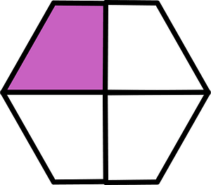 Magenta Hexagon Fraction 1:4