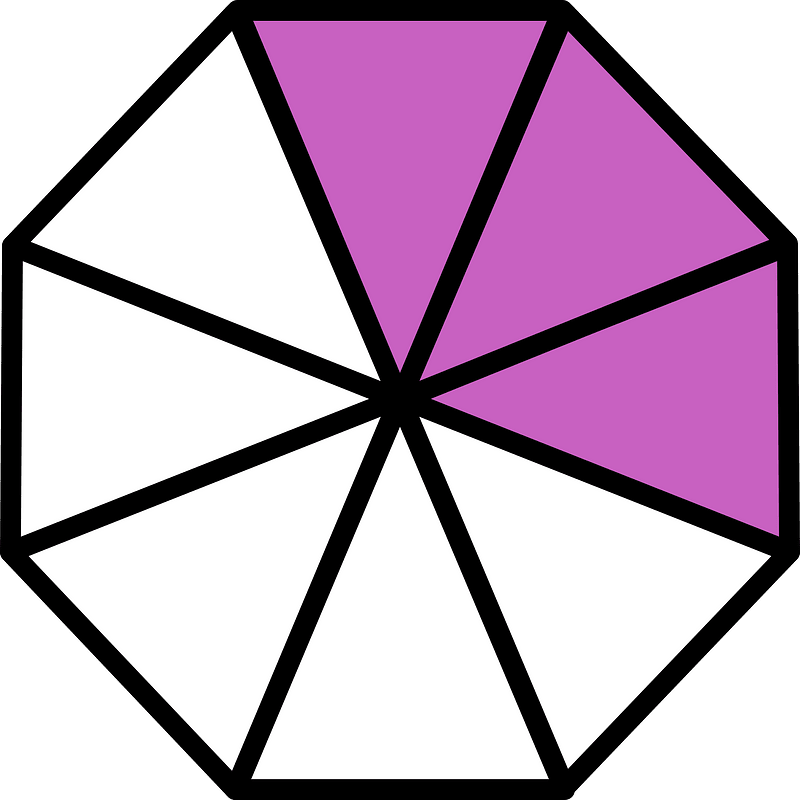 Magenta Regular Octagon Fraction 3:8