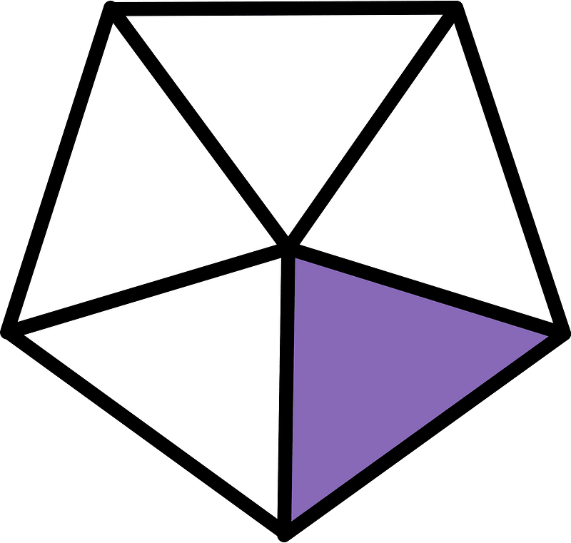 Violet Pentagon Fraction 1:5