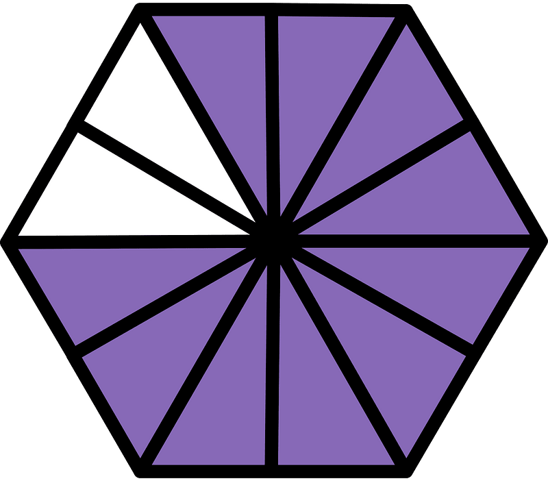 Violet Hexagon Fraction 10:12