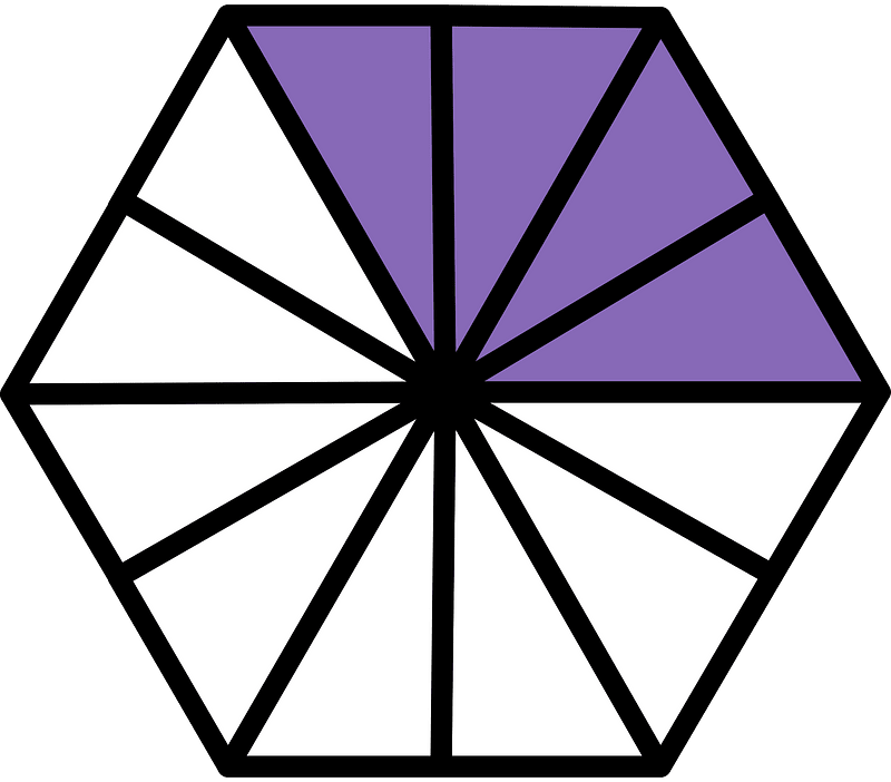 Violet Hexagon Fraction 4:12