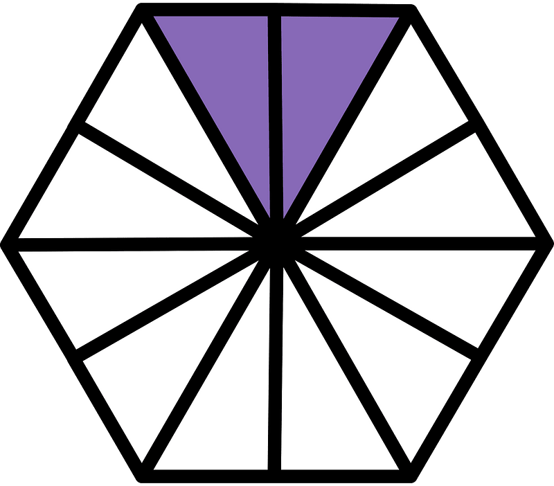 Violet Hexagon Fraction 2:12