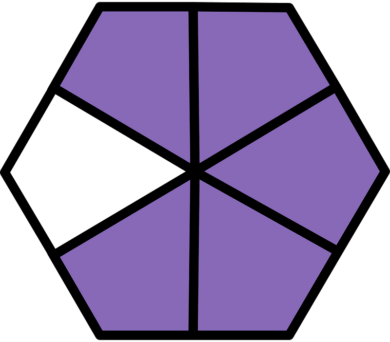 Violet Hexagon Fraction 5:6