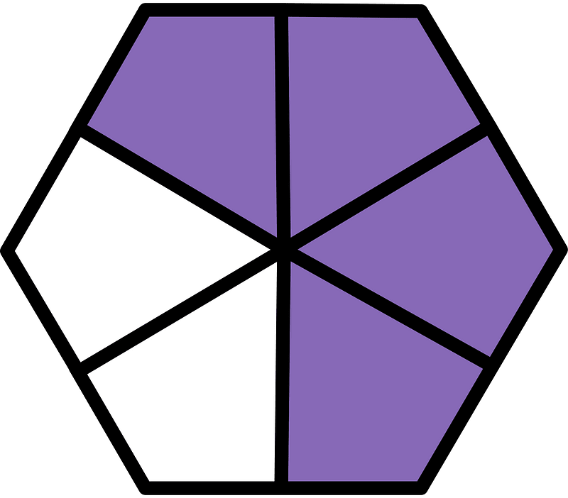 Violet Hexagon Fraction 4:6
