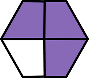 Violet Hexagon Fraction 3:4