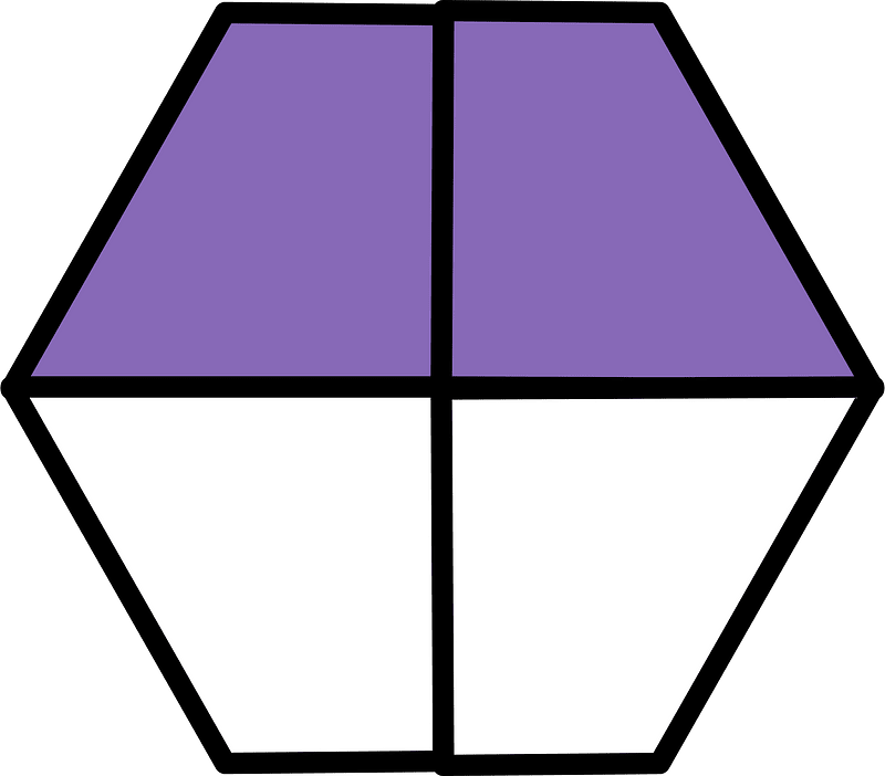 Violet Hexagon Fraction 2:4