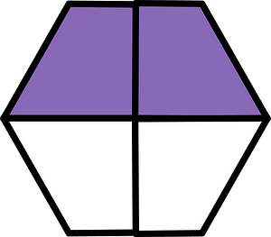 Violet Hexagon Fraction 2:4