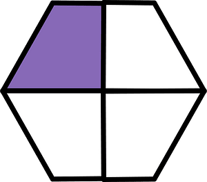 Violet Hexagon Fraction 1:4