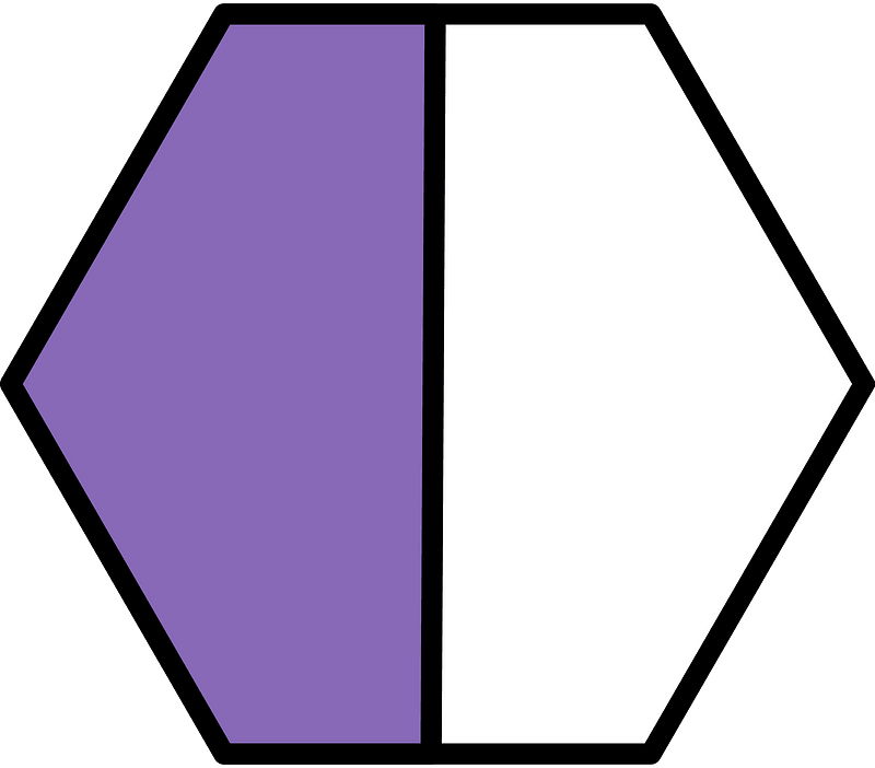 Violet Hexagon Fraction 1:2