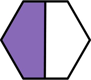 Violet Hexagon Fraction 1:2