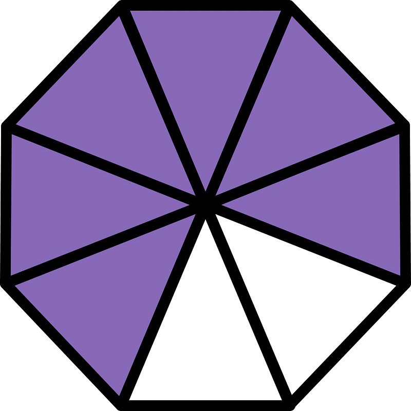 Violet Regular Octagon Fraction 6:8