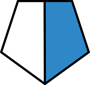 Blue Pentagon Fraction 1:2