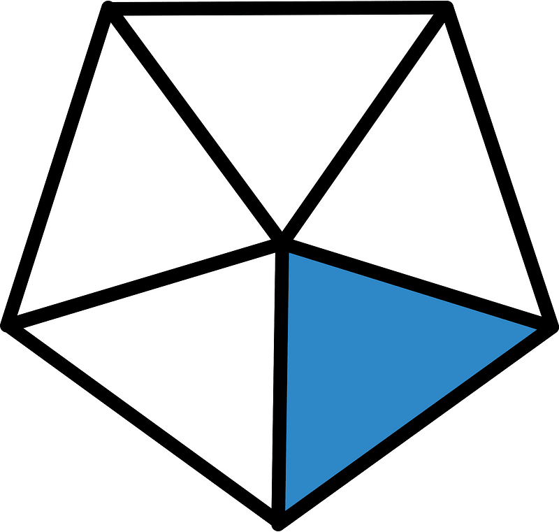 Blue Pentagon Fraction 1:5