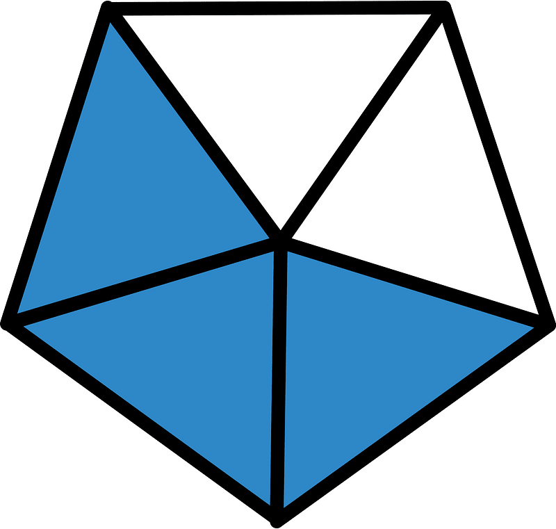 Blue Pentagon Fraction 3:5