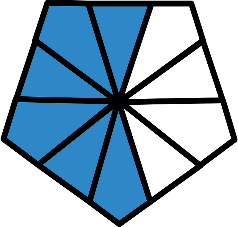 Blue Pentagon Fraction 6:10
