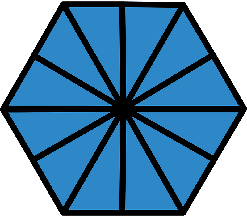 Blue Hexagon Fraction 12:12