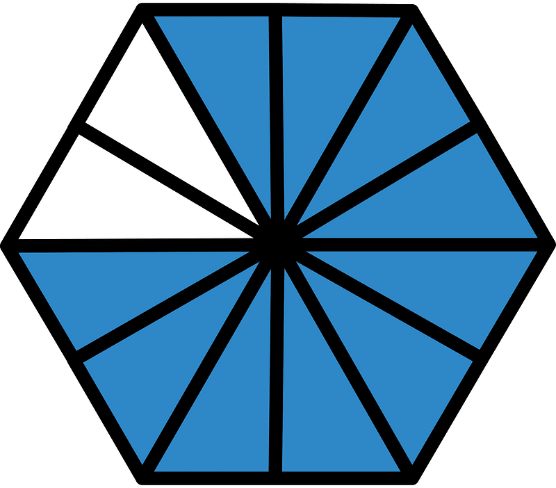 Blue Hexagon Fraction 10:12