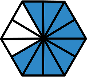 Blue Hexagon Fraction 9:12