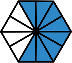 Blue Hexagon Fraction 8:12