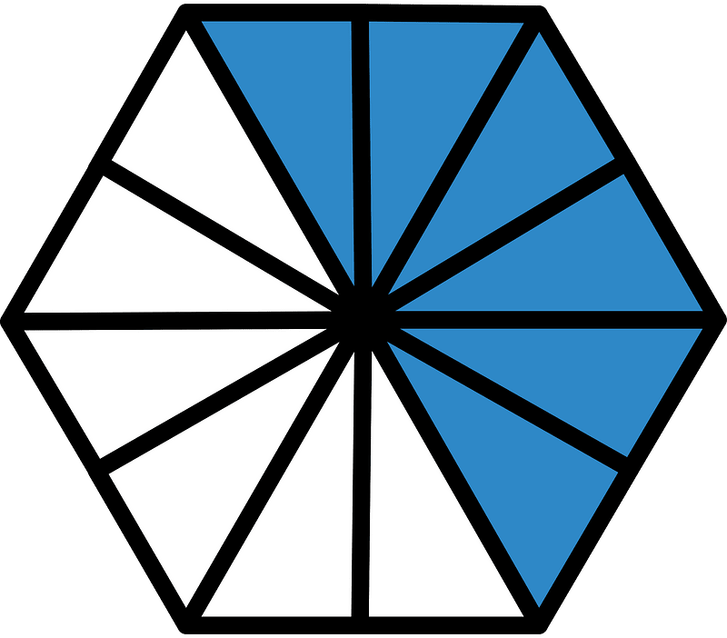 Blue Hexagon Fraction 6:12