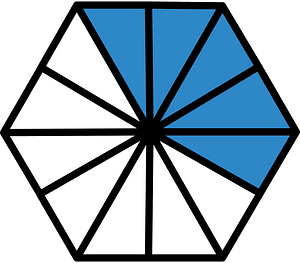 Blue Hexagon Fraction 5:12