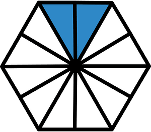 Blue Hexagon Fraction 2:12