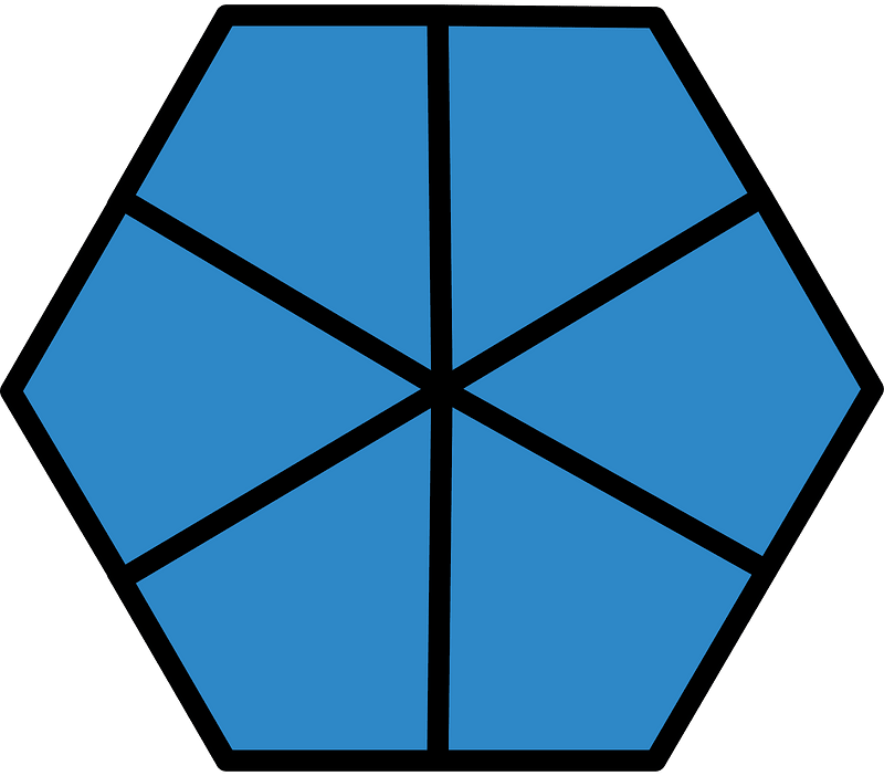 Blue Hexagon Fraction 6:6