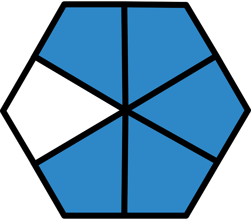 Blue Hexagon Fraction 5:6