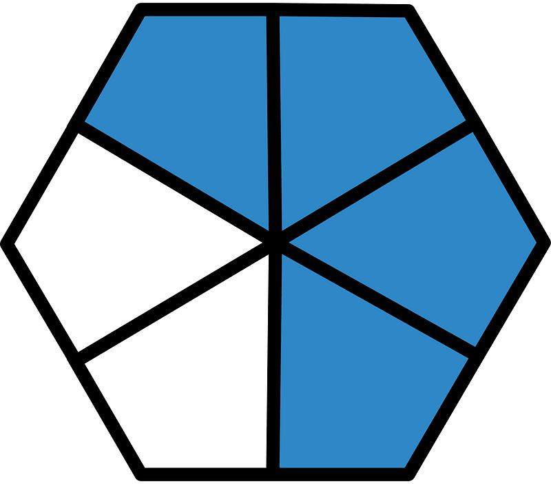 Blue Hexagon Fraction 4:6