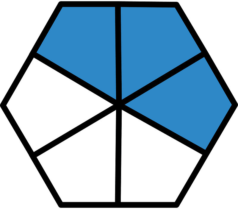 Blue Hexagon Fraction 3:6