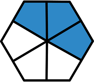 Blue Hexagon Fraction 3:6