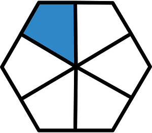 Blue Hexagon Fraction 1:6