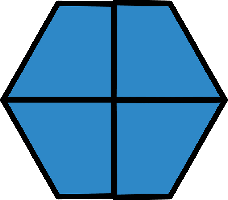 Blue Hexagon Fraction 4:4