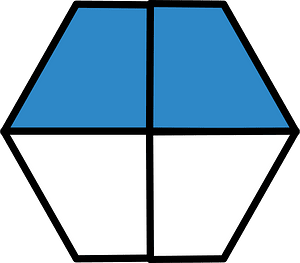 Blue Hexagon Fraction 2:4