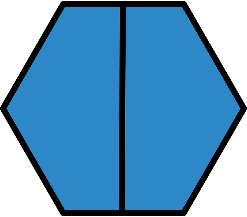 Blue Hexagon Fraction 2:2