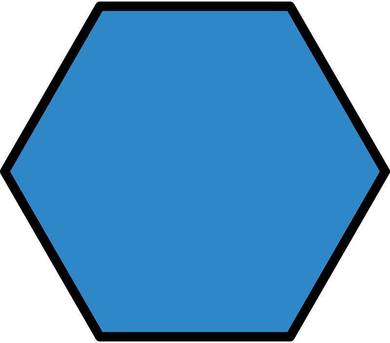 Blue Hexagon Fraction 1:1