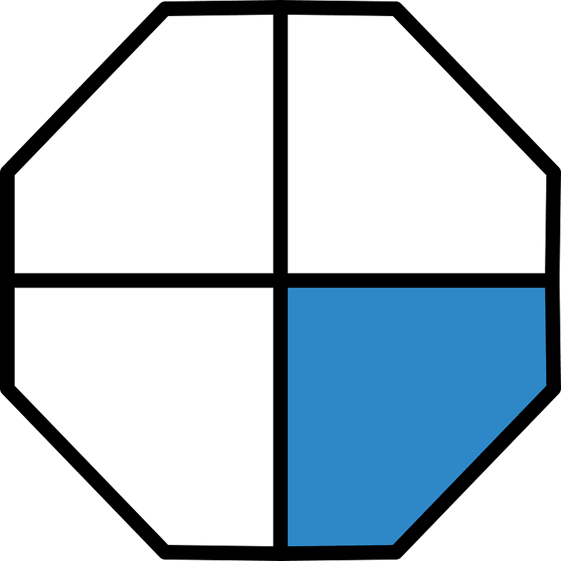 Blue Octagon Fraction 1:4