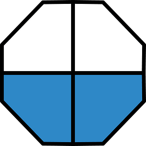 Blue Octagon Fraction 2:4